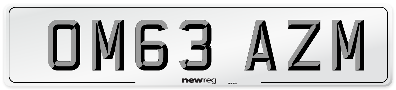 OM63 AZM Number Plate from New Reg